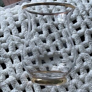 Vintage,Elegant, Gold Rim and base Glass Vase. Flawless.